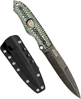 Hand Spear Fixed Blade Knife - Chiseled Dark Ops Grip, Full Tang Black Spear Point Blade, Includes Black Molle Compatible Kydex Sheath - Hoffner Knives
