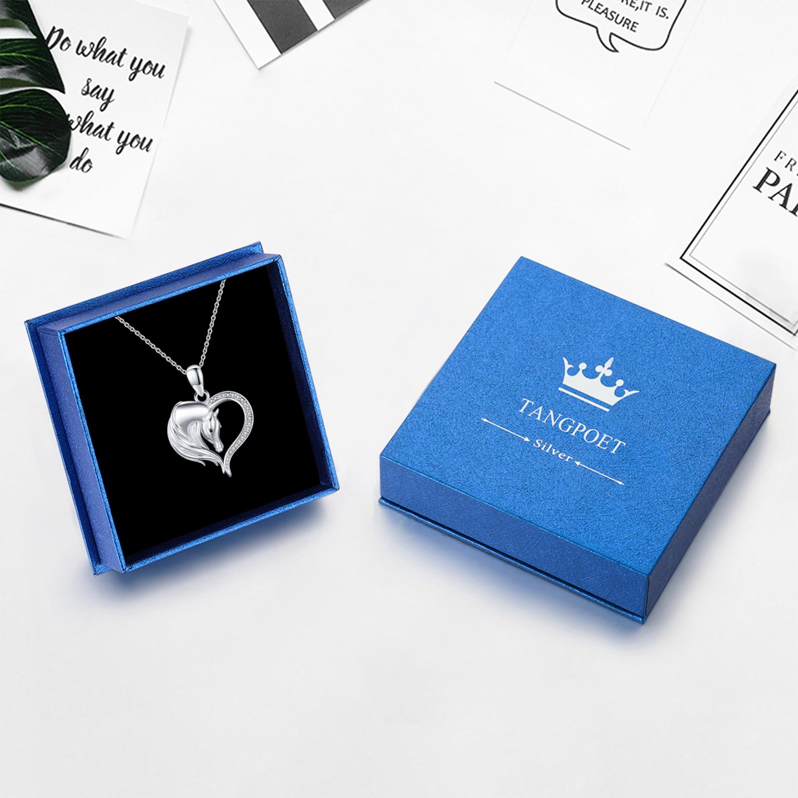 TANGPOET Tier Halskette für Damen Mädchen Silber 925 Tiere Schmuck Geschenke für Geburtstag Muttertag Weihnachten mit 18"+2" Kette