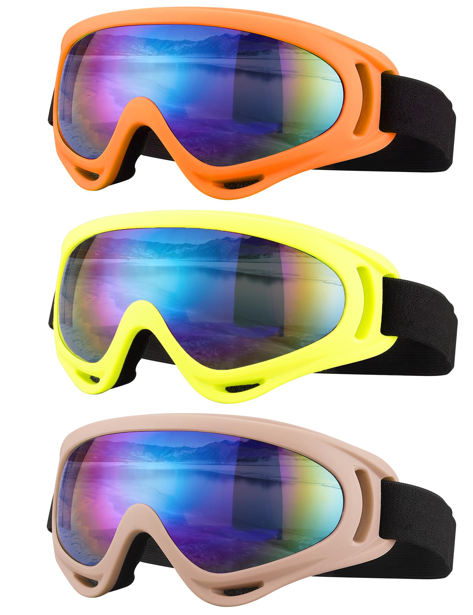 Photo 1 of SixYard Ski Goggles, Motorcycle Goggles, 3 Pack Snowboard Snow Goggles for Men Women Adult Youth (Style 6)