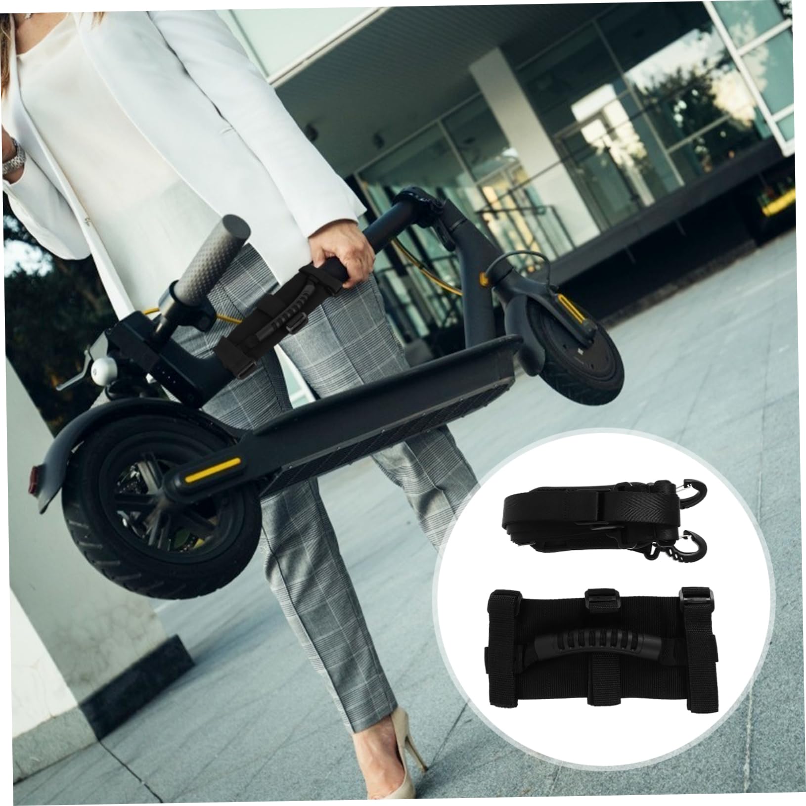 TOYANDONA Sangle Trottinette Flotter Enfant Transporteur Poignée Ceinture De Transport De Scooter Sangle De Transport pour Scooter Sangles De Transport De Scooter Noir Pompon