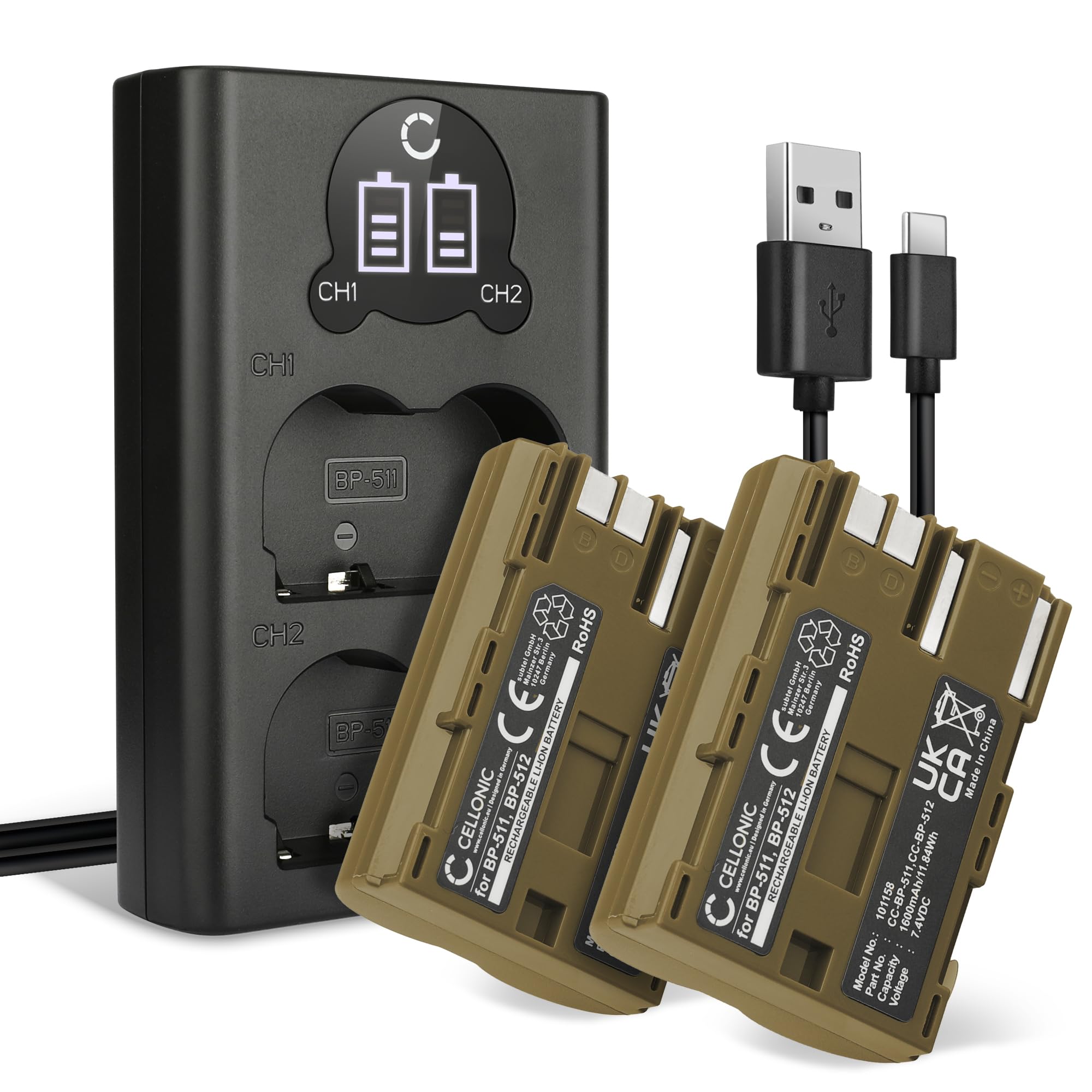 CELLONIC 2X Akku kompatibel mit Canon PowerShot G5, G2, G6, Pro1, BP-508