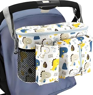 Organizador de Cochecito,Bolsa Universal para Cochecito,Bolso Carro Bebe,Con Bandolera Ajustable,Para llevar Pañales Vasos de Agua Juguetes Bebés y Aperitivos