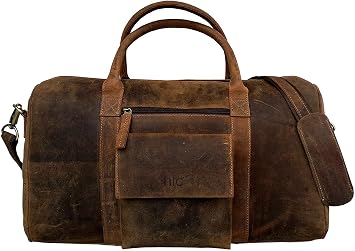 Amazon.com: Bolsa de viaje de piel de grano completo para hombre, bolsa de  viaje de noche : Ropa, Zapatos y Joyería