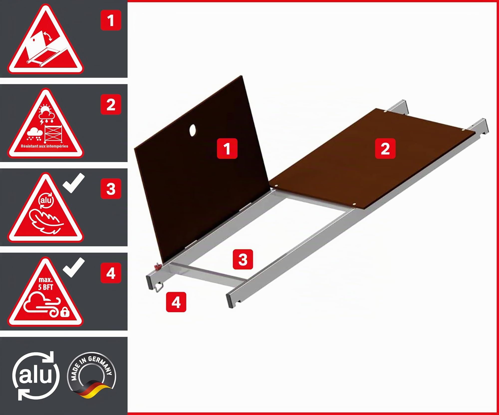 ALTEC AluCombine 3.0 - Échafaudage roulant en aluminium avec traverse, 4 roulettes pivotantes freinables et ancrage mural - Échafaudage de montage - Échelle simple (7 m)