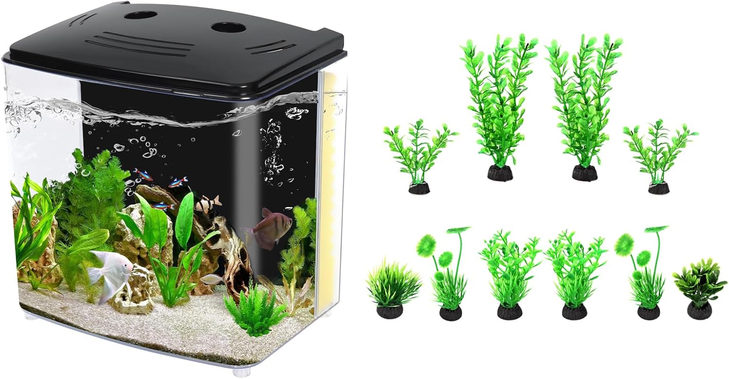 AQUANEAT Fish Tank, 1.2 Gallon Aquarium, Small Betta Fish