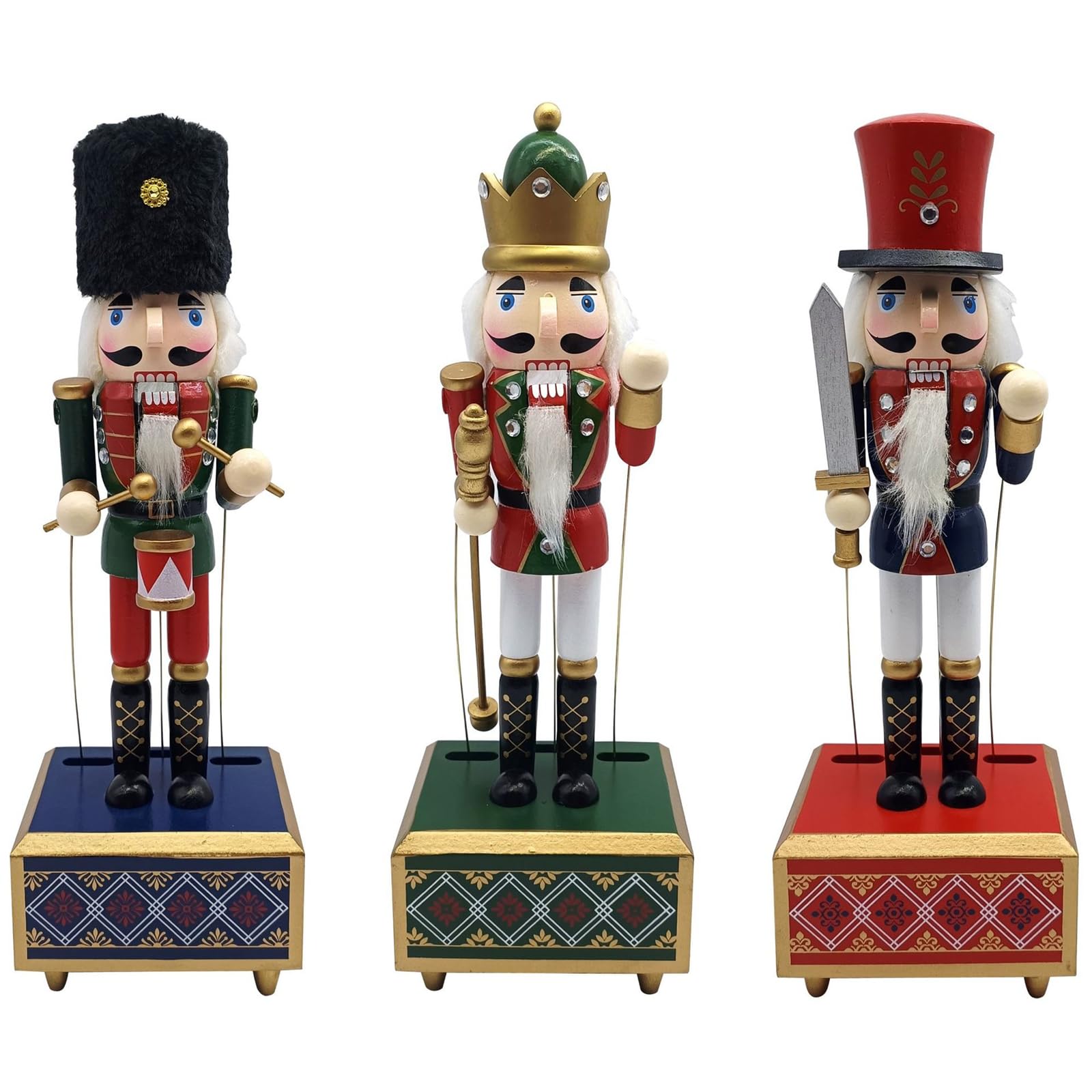 1 caja de música navideña de madera, cascanueces, títeres de soldado, adorno para decoración de cocina, decoración de madera