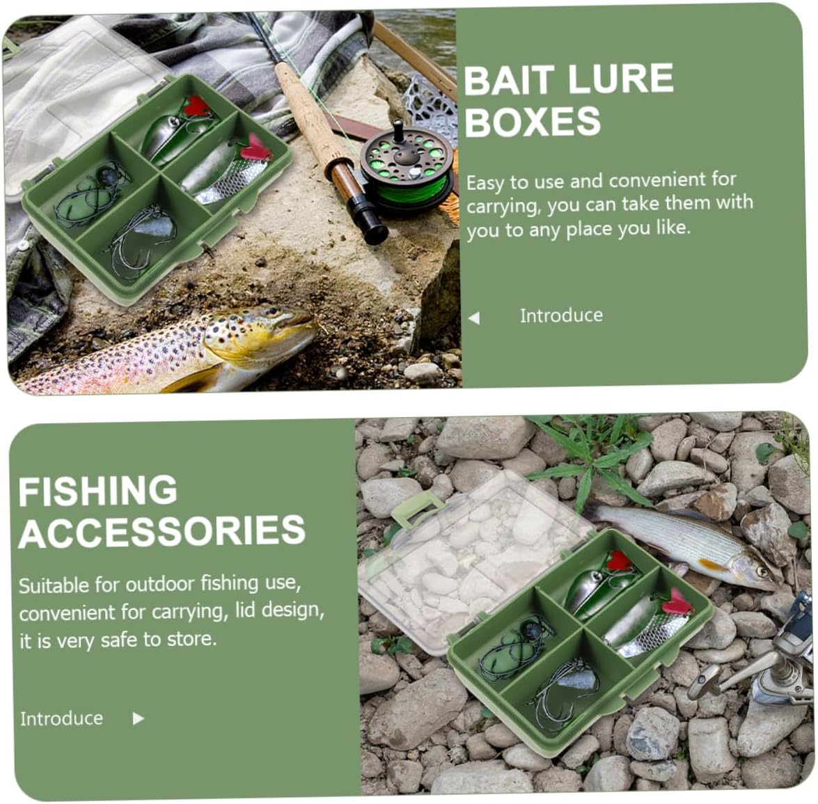 UKCOCO 2Pcs Fishing Organizer Multiple Grids Portable Fishing Accessories Storage Waterproof Baits and Hooks Holder for Anglers