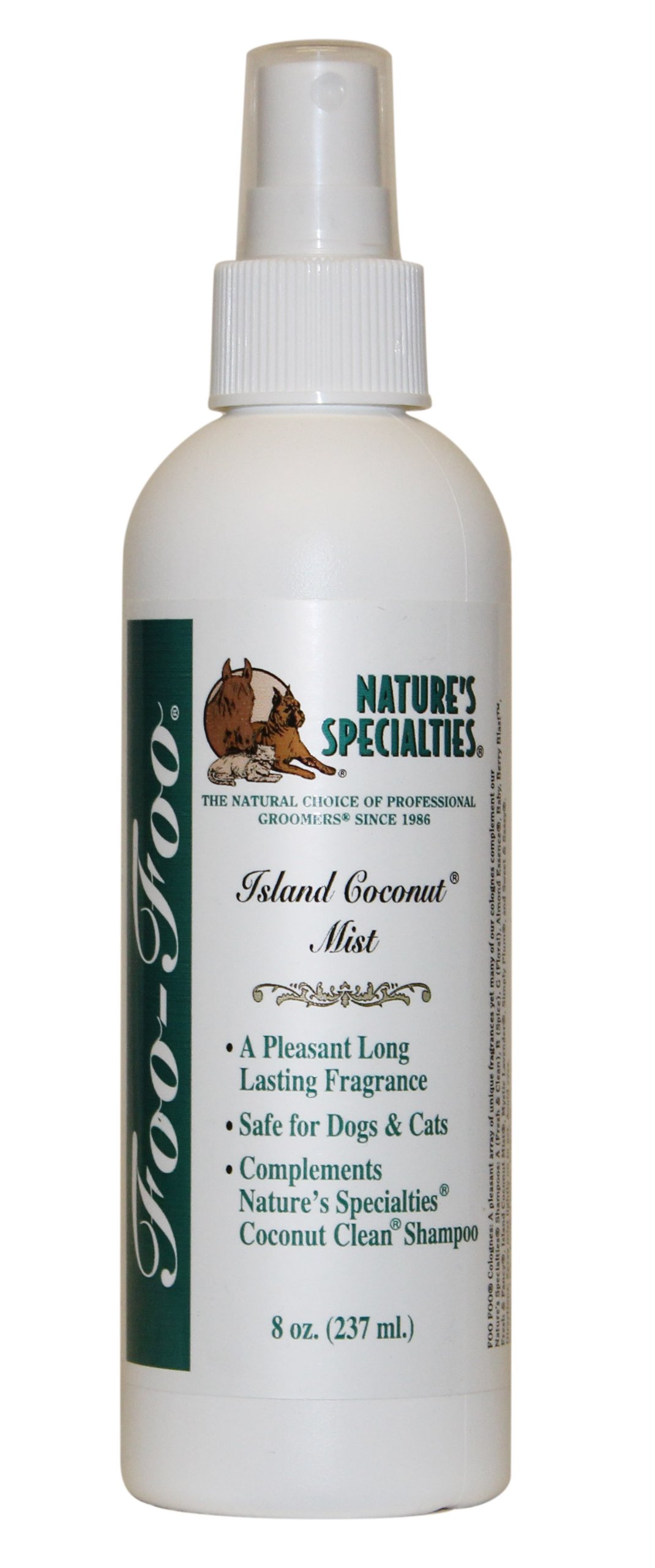 Nature's Specialties Island Coconut Mist Dog Cologne for Pets, Natural Choice for Professional Groomers, Ready to Use Perfume, Finishing Spray, Made in USA, 8 oz