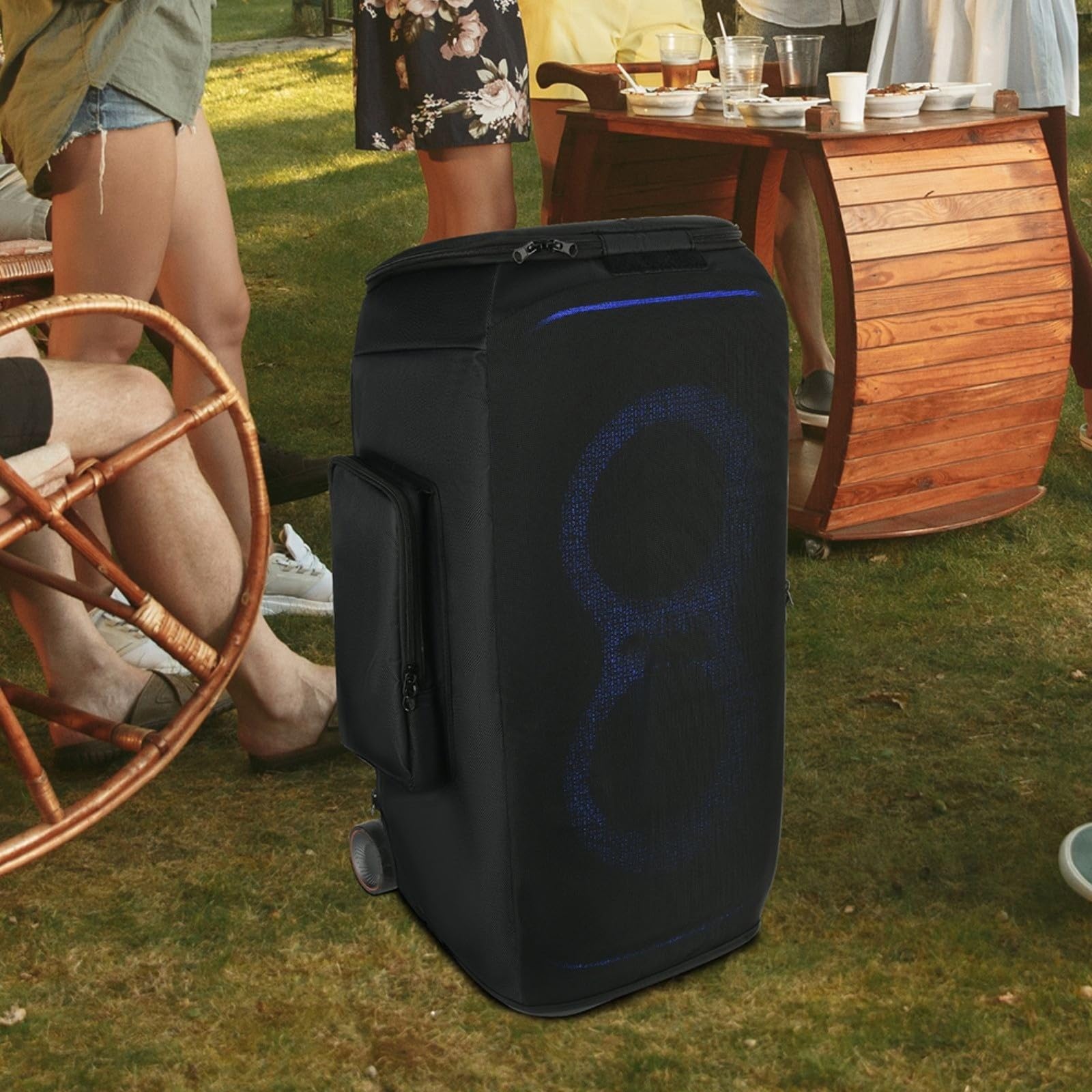 Für JBL PARTYBOX-STAGE 320 Staubschutz, wasserdichte Outdoor-Reise-Lautsprechertasche, 600D Nylon-Schutzhülle, schwarze Tragetasche für tragbares Audiosystem, 33 x 27,5 x 66 cm