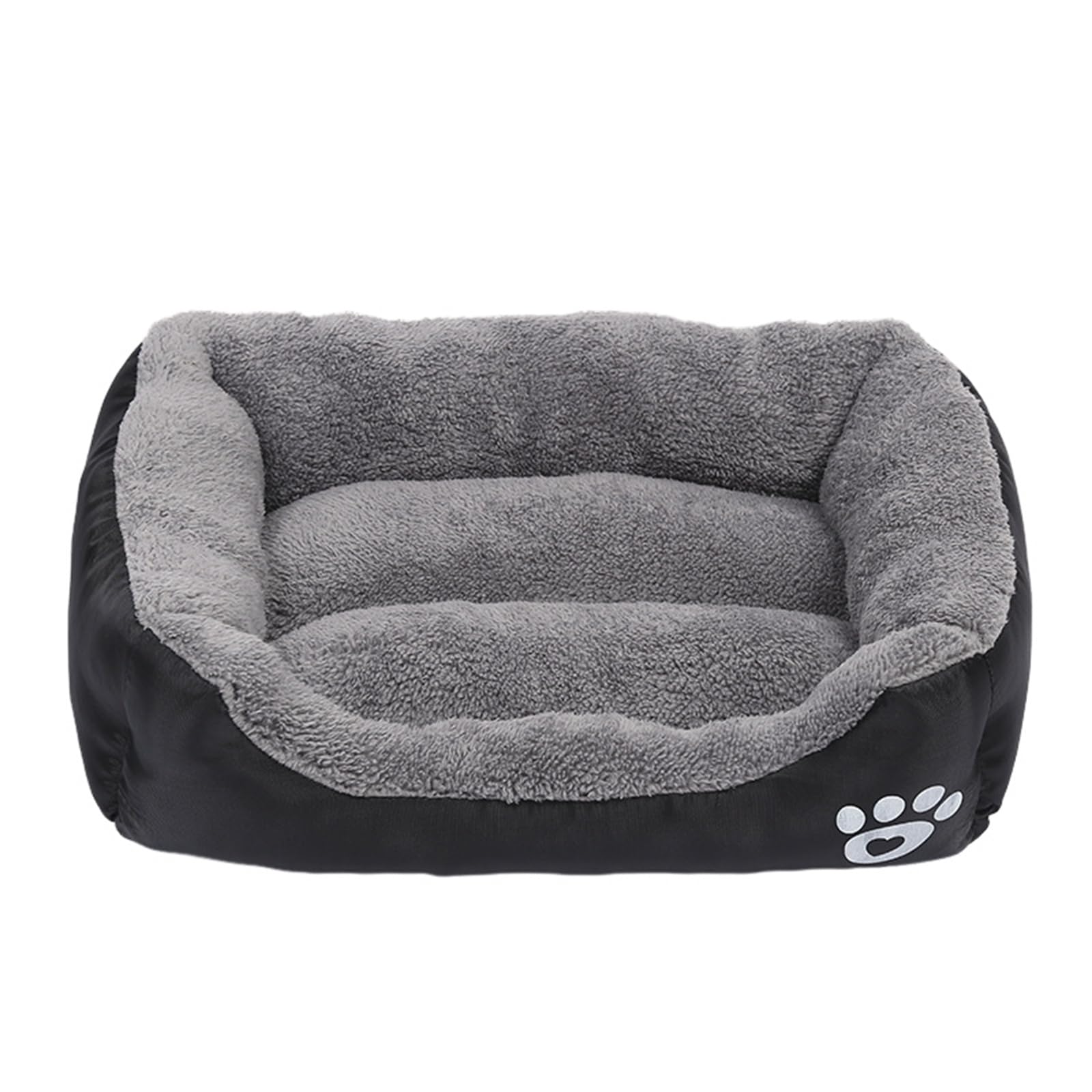 Mateju Plush Pet Bed Rectangle, Comfortable Fluffy Pet Cushion Warm Thick Warm Soft Plush Dog Cat Bed for Indoor Calming Puppy Kitten Petbed, for Small Medium (Black,54x42x11cm)
