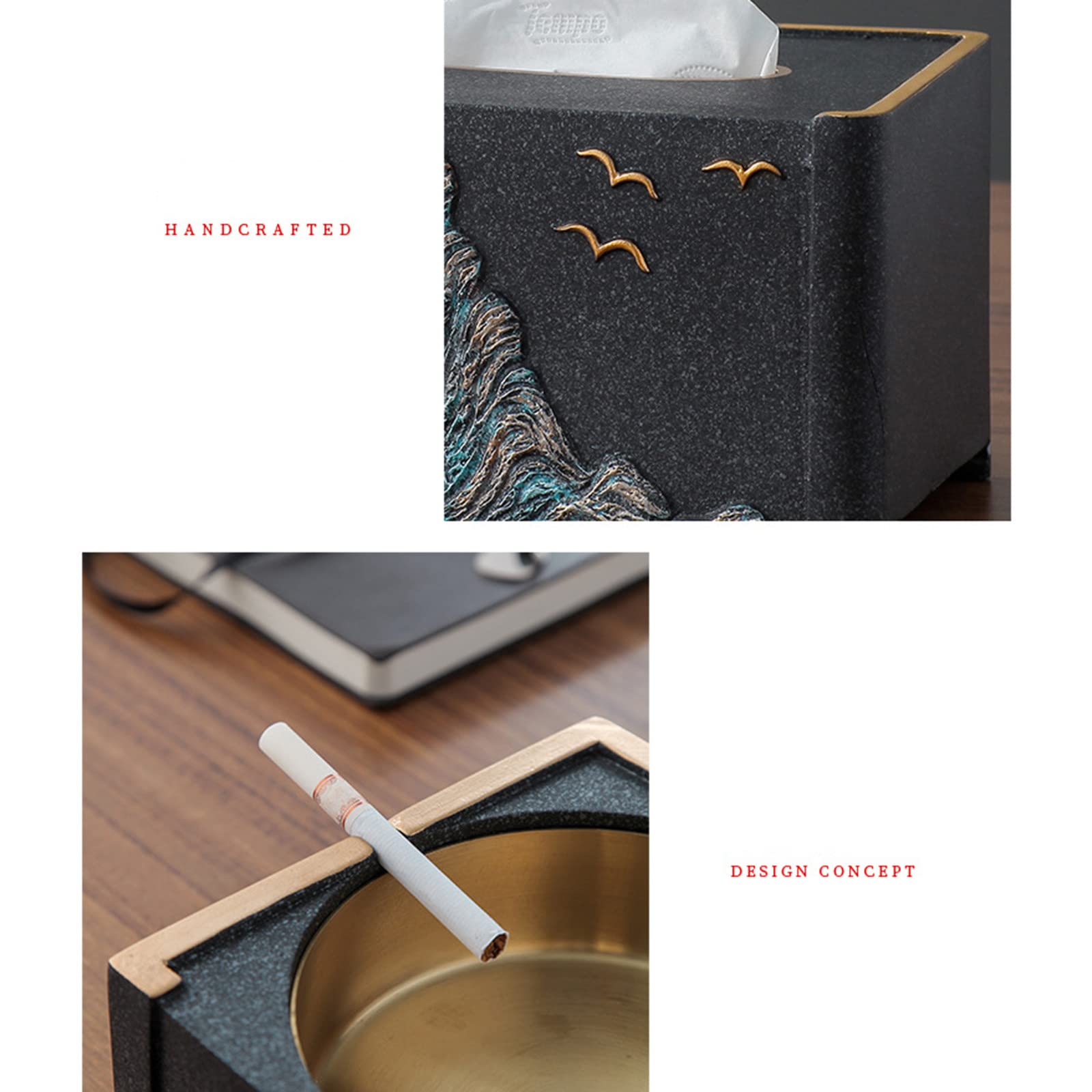 Decorazione scatola di fazzoletti in stile cinese, scatola portaoggetti multifunzionale, scatola portaoggetti creativa per tavolino da caffè retrò di fascia alta,E