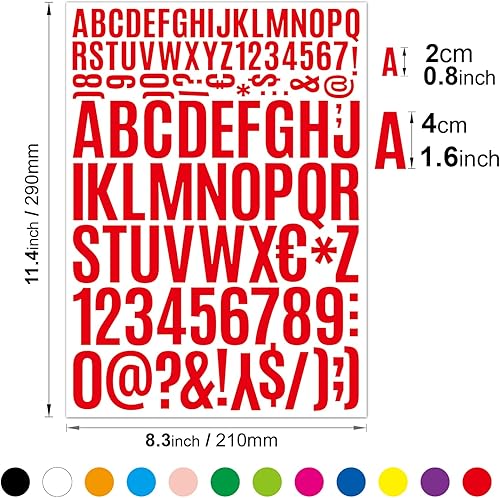 Miniatura 2 de 1224 calcomanías de letras, 12 hojas de calcomanías del alfabeto de 0.8 a 1.6 pulgadas, calcomanías autoadhesivas de vinilo del alfabeto, etiquetas