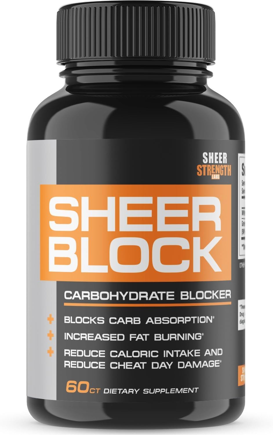 Extra Strength Carb Blocker – Healthy Weight Loss Support for Women and Men - White Kidney Bean and Green Tea Extract – Premium Non-GMO Diet Pills - 60ct - Sheer Strength - Packaging May Vary