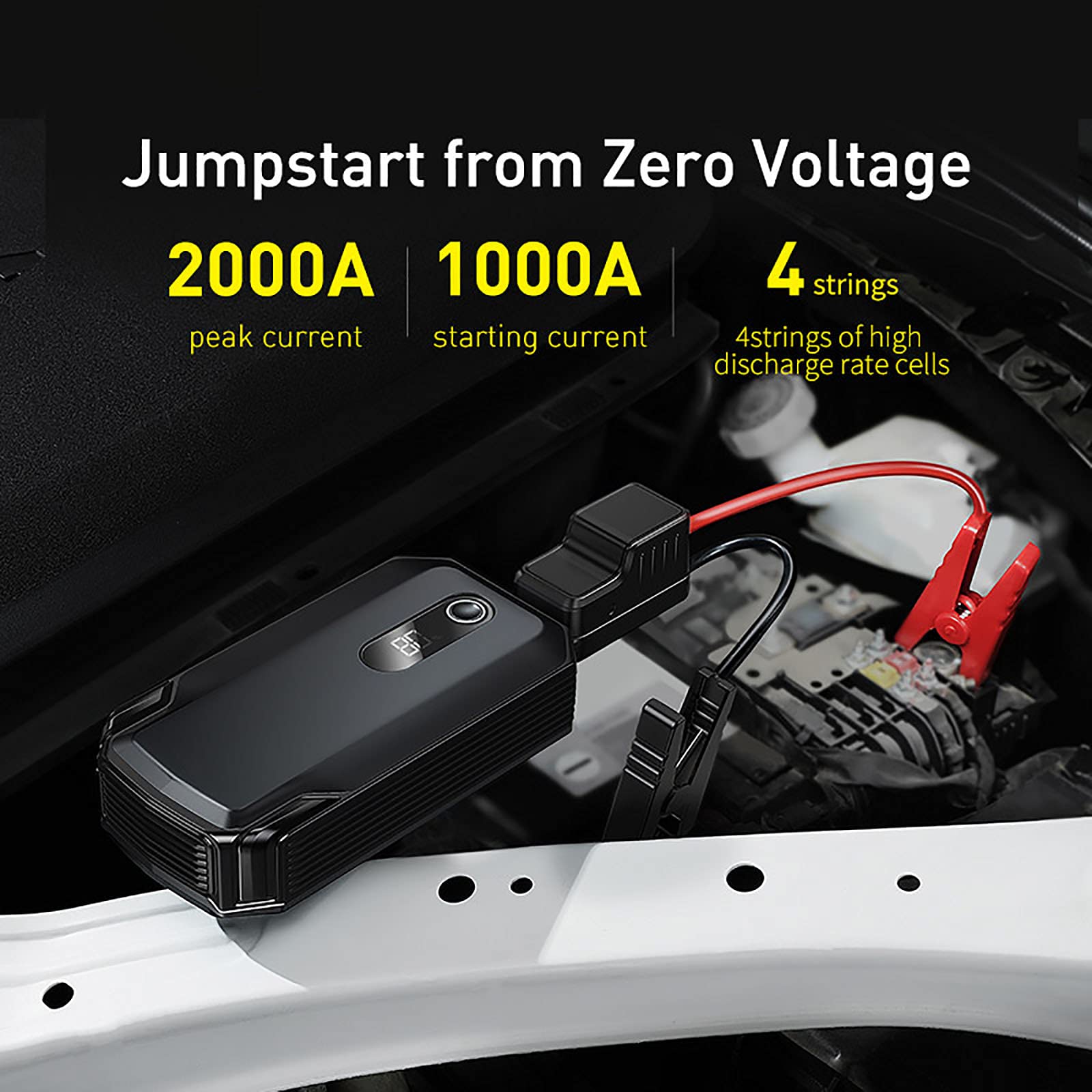 20000mAh Vehículo Jump Starter Banco de Energía 2000A 12V Arrancador de Batería de Coche Portátil Emergencia Auto Booster Energy MAX Device