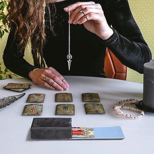 Miniatura 7 de Funda de piel sintética para cartas de tarot, diseño de luna, funda protectora para la mayoría de cartas de tarot de tamaño estándar, cartas góticas