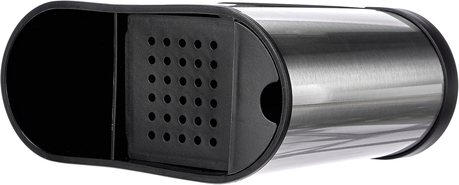 Ibili "Prisma Stainless Steel/Plastic Rectangular Utensil Holder, Silver/Black, 22 x 18 cm