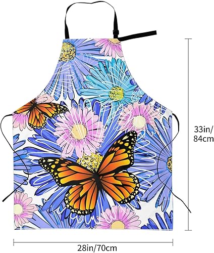 Miniatura 5 de Delantal de cocina con 2 bolsillos para mujeres y hombres, ajustable, impermeable, para pintura de chef, delantal unisex