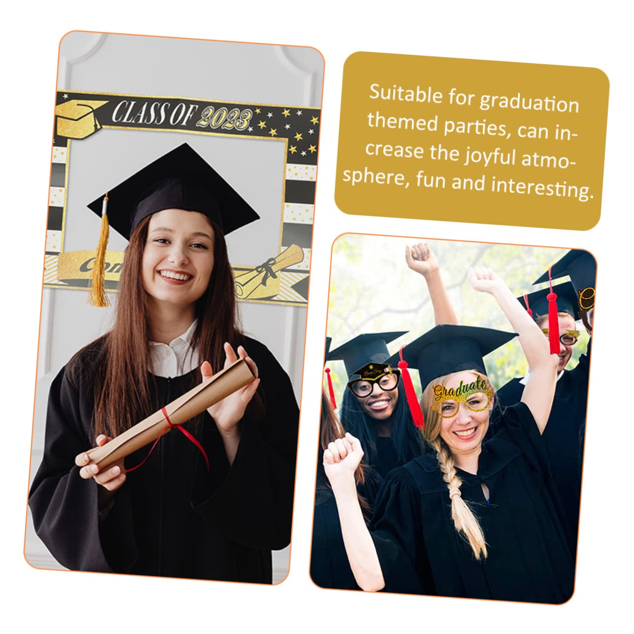 Cabilock 4 Ensembles Lunettes de Graduation de Accessoires Photo avec Cadre Papier pour Fête de Remise de Diplôme et Photobooth Décoration Amusante pour la