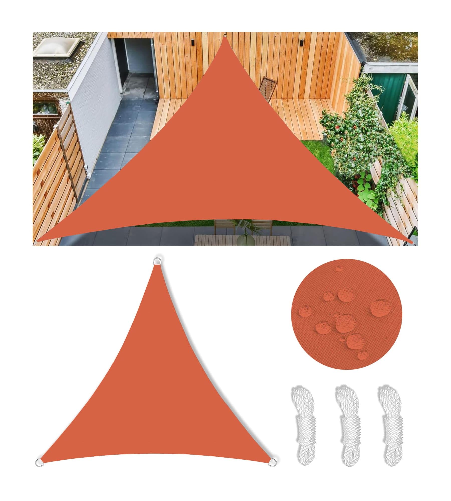 Rechteckiges Sonnensegel 1,6x5 M – Wasserdicht, UV-Schutz 98% – Mit Seilen Für Garten, Terrasse & Balkon