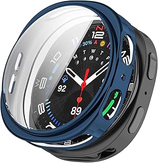 For Samsung Galaxy Watch8 44mm ケース サムスン ギャラクシー Watch 8 44mm ソフトケース【larfbulroc】全面保護 耐衝撃 柔らかい メッキ 脱着簡単 TPU ウオッチ 保護ケース 超薄型 カバー（ブルー）