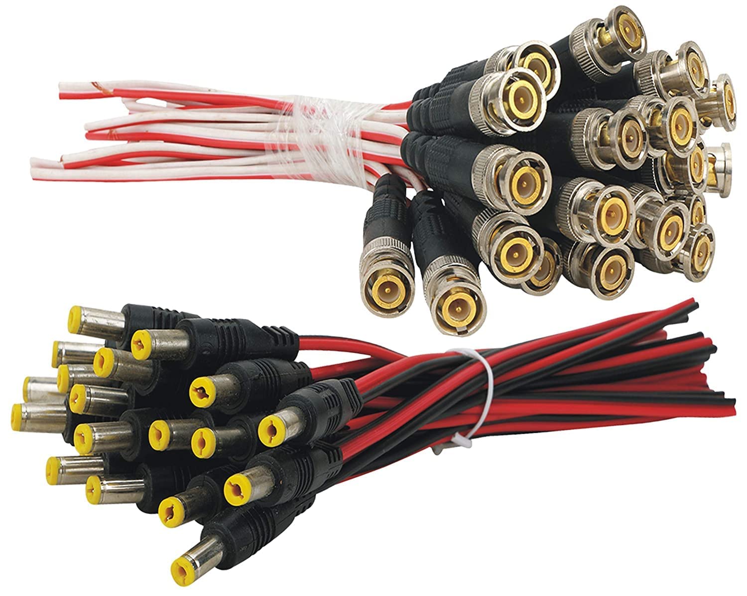 RIVER FOX® THE PUJARA Pack of 15+15 Combo of BNC with DC Cables Barrel Jack for CCTV Camera Copper Wire Connector (Red, Pack of 30)