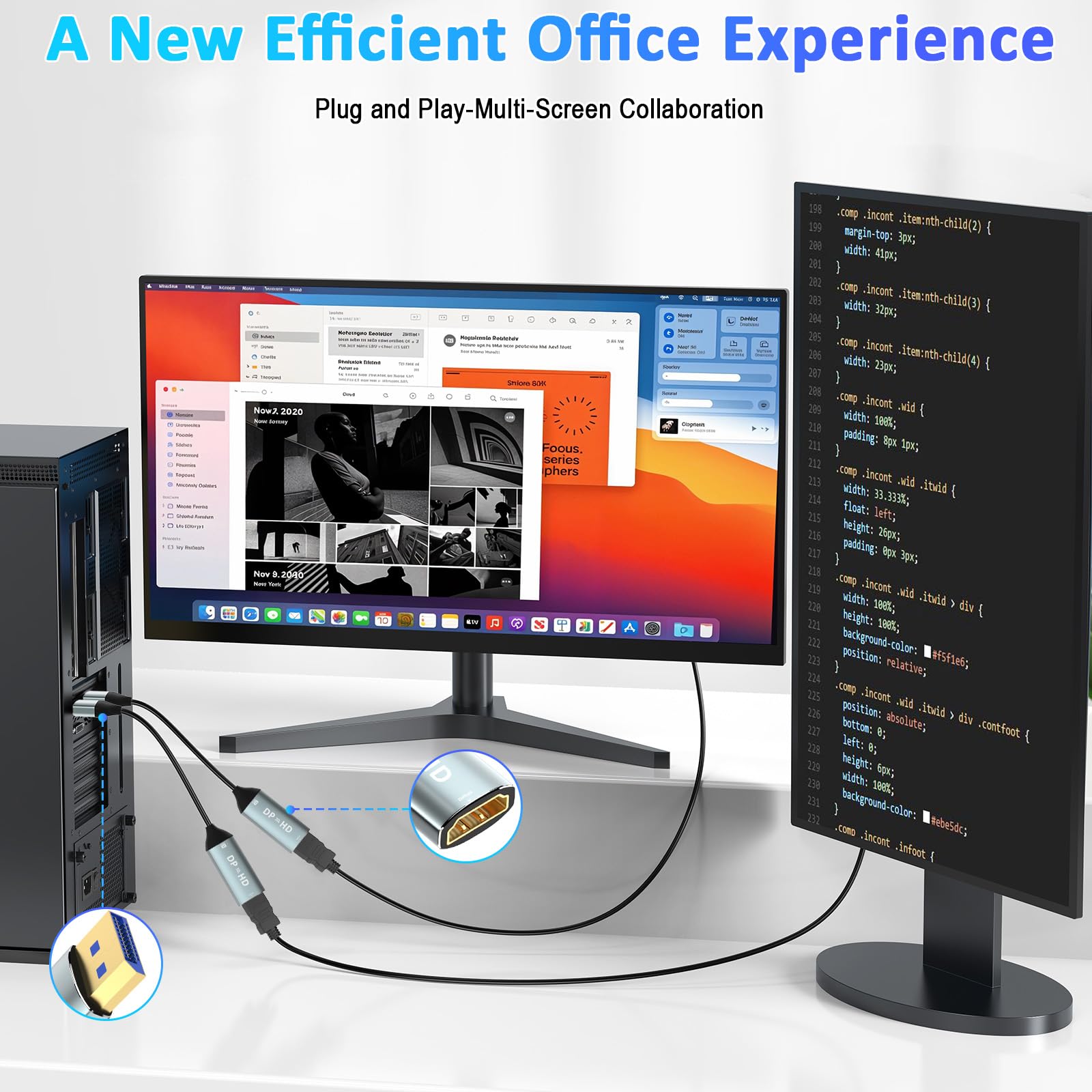 Adapter DisplayPort na HDMI, synchronizacja audio/wideo 4K 60Hz, DP 1.2 do HDMI 2.0, odpowiedni do HDTV/MONITOR/PROVENOR/PROC (1 opakowanie)
