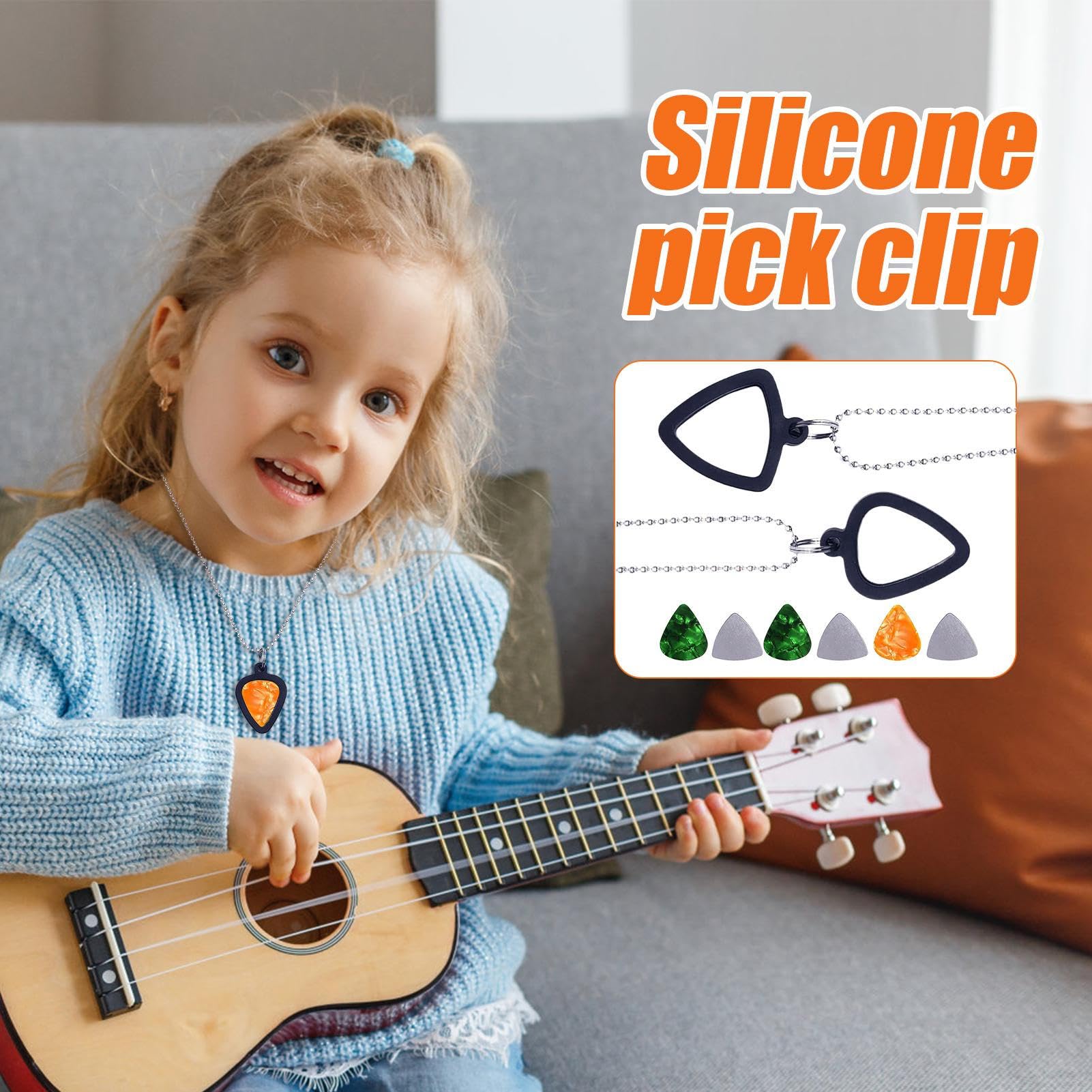 Guitar Pick Necklace Holder, Electric Bass Picks, 27.56 Inches, Adjustable Pendant Cord, Lightweight Storage Charm, Music Accessory for Playing Convenience, Concert or Practice Use