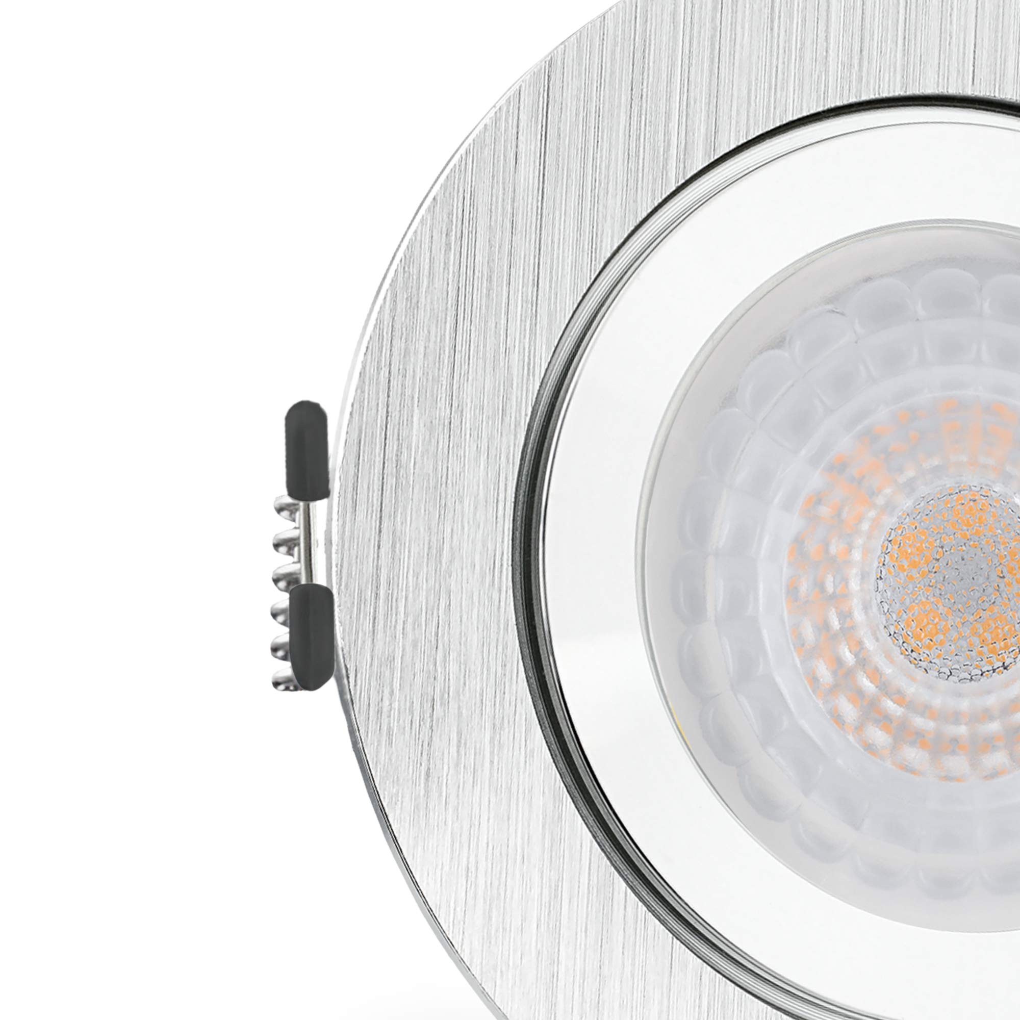 SSC-LUXon 6 Stück RW-2 LED Badeinbaustrahler IP44 mit fourSTEP Dimmen ohne Dimmer - 6x Spot flach gebürstet 4W neutralweiß