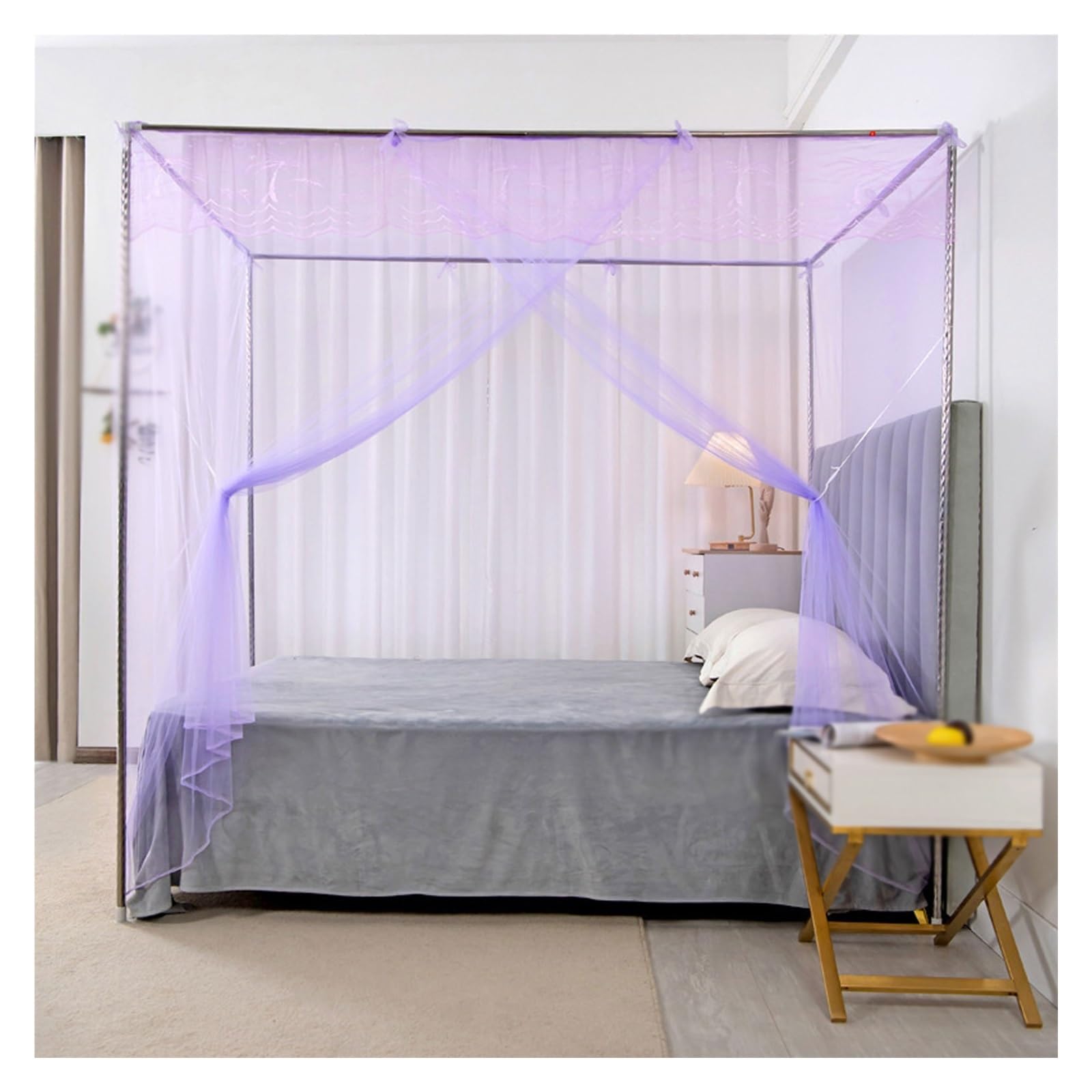 Generico Zanzariera ultraleggera con protezione in rete traspirante for casa, viaggi e campeggio(Purple,200mX220cm)