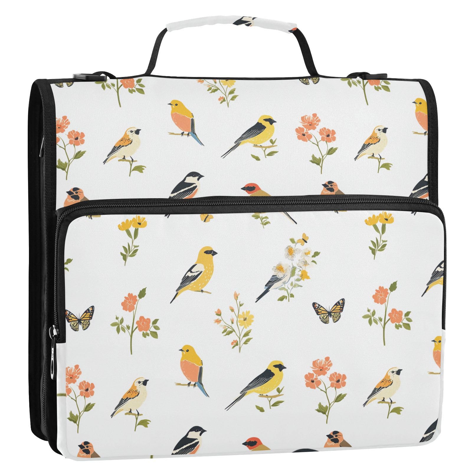 Beauty American Goldfinch Birds White 3 dzwonki organizer na dokumenty torba z uchwytem i zdejmowanym paskiem na ramię łatwa do założenia