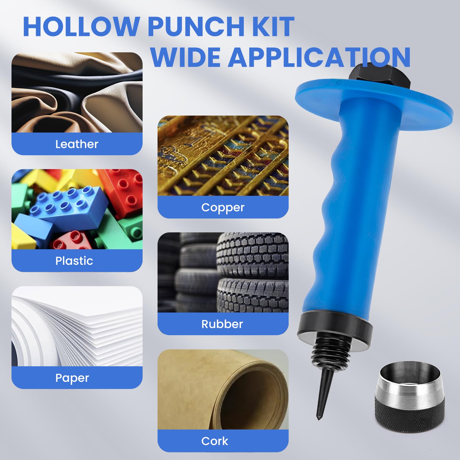 Hollow Punch Set - 13 Sizes for Rubber, Leather & More -6