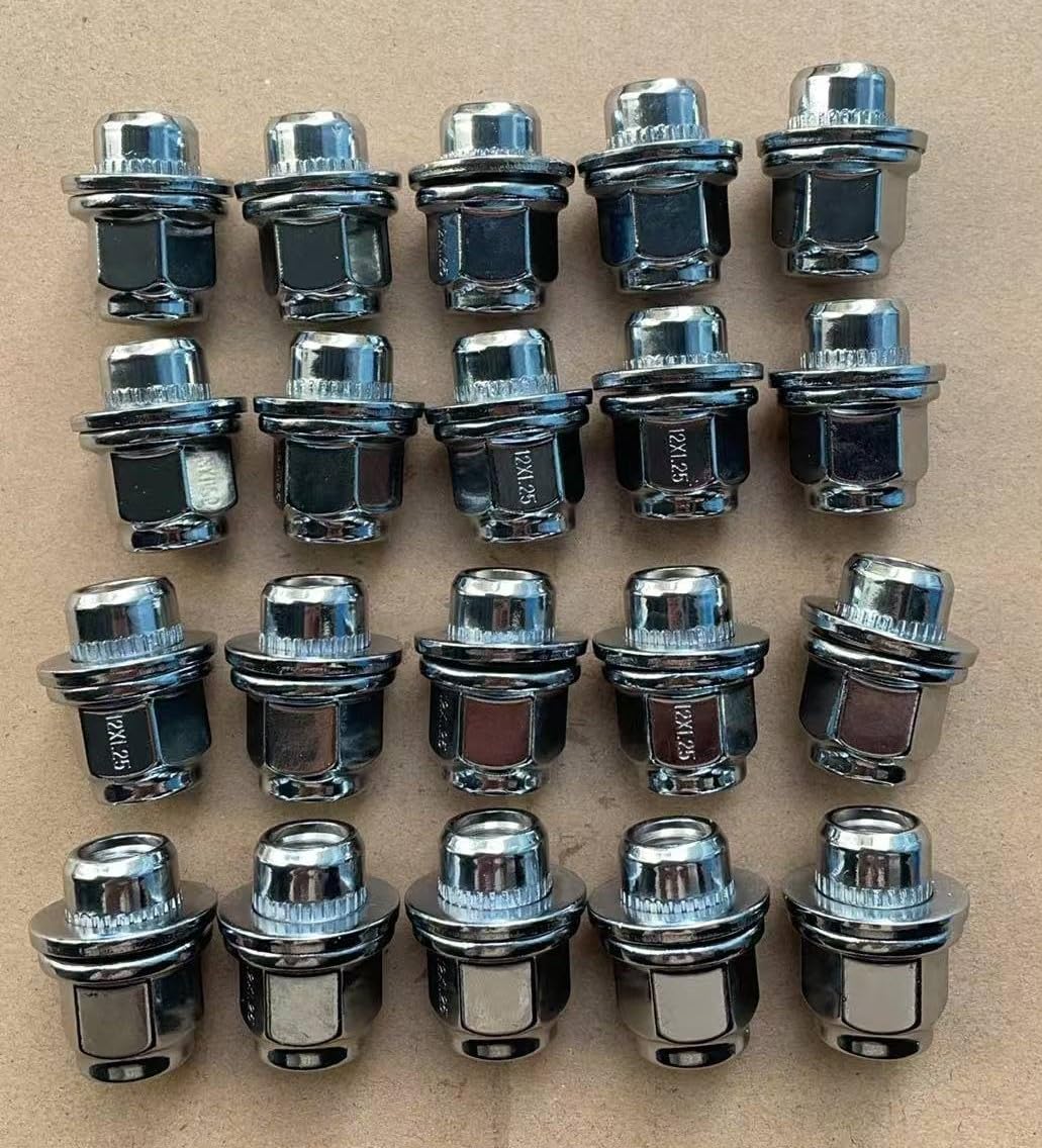 20pcs M12*1.25 13/16 Hex OEM Mag Washer Style Chrome Wheel Lug Nut 611-294 Replacement for Nissan Pathfinder Maxima Murano 370Z, Infiniti QX60 Q50 G25 G35 G37 QX50 QX55