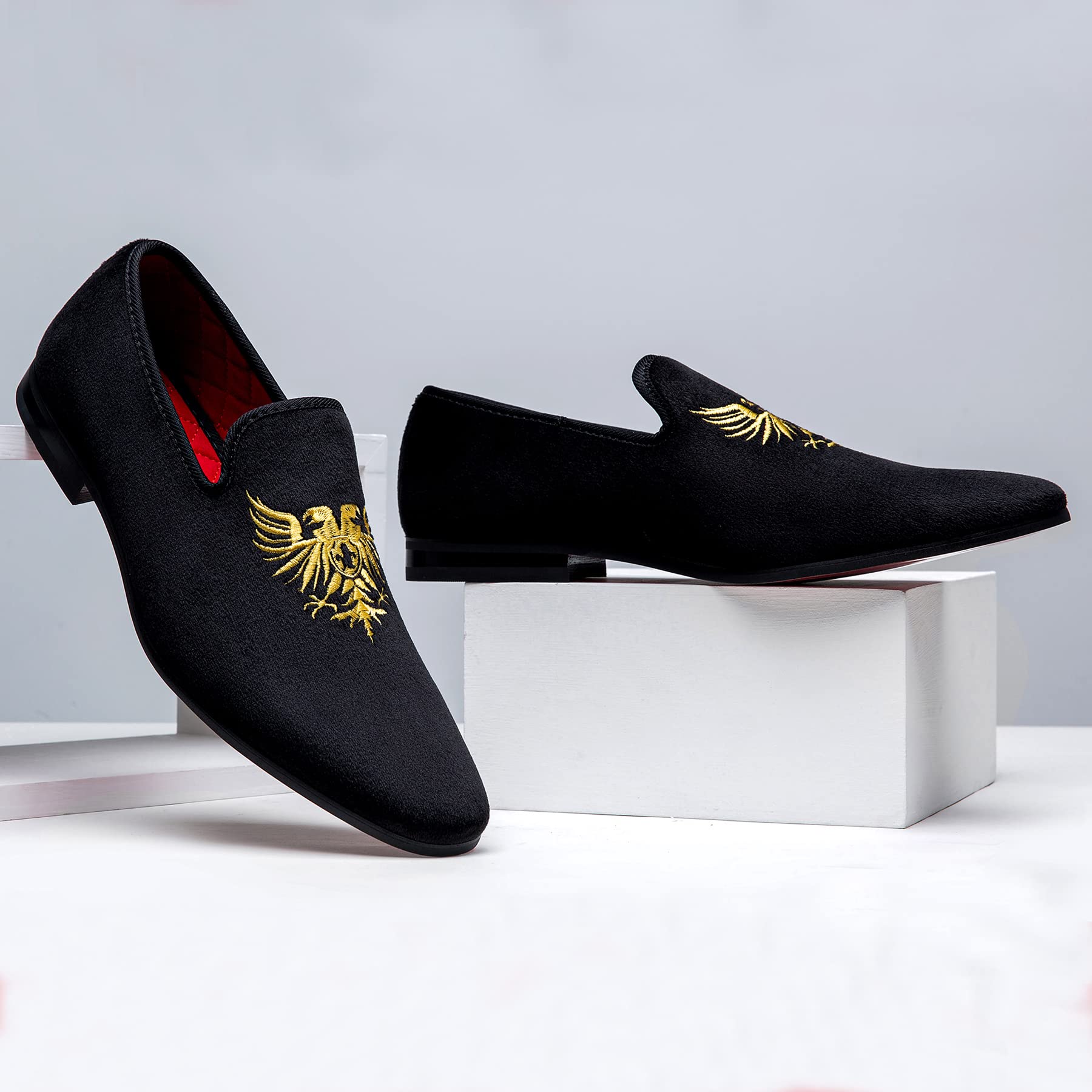 Jousen Men's Loafers Velvet Slip On Dress Men Shoes Soft Vintage Luxury Mens Wedding Party Prom Shoes for Men