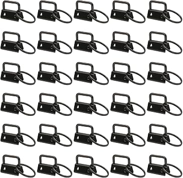 Winfox 1 Inch Key Fob Hardware Kit with Key Rings, 30PCS Keychain Clamps