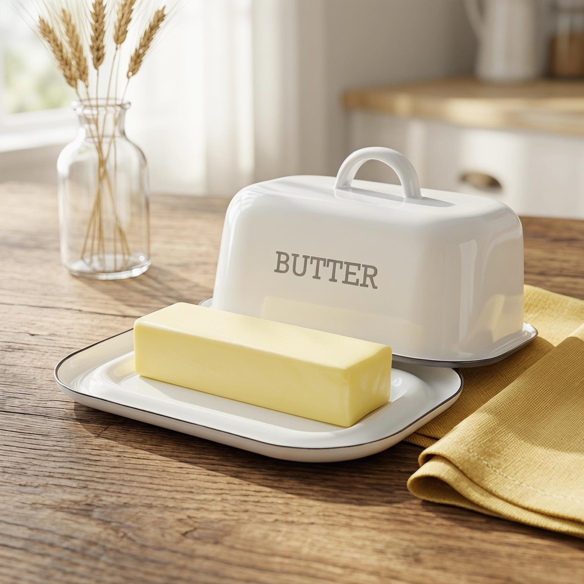 Amazon.com | Suwimut Enamel Butter Dish with Lid for Countertop