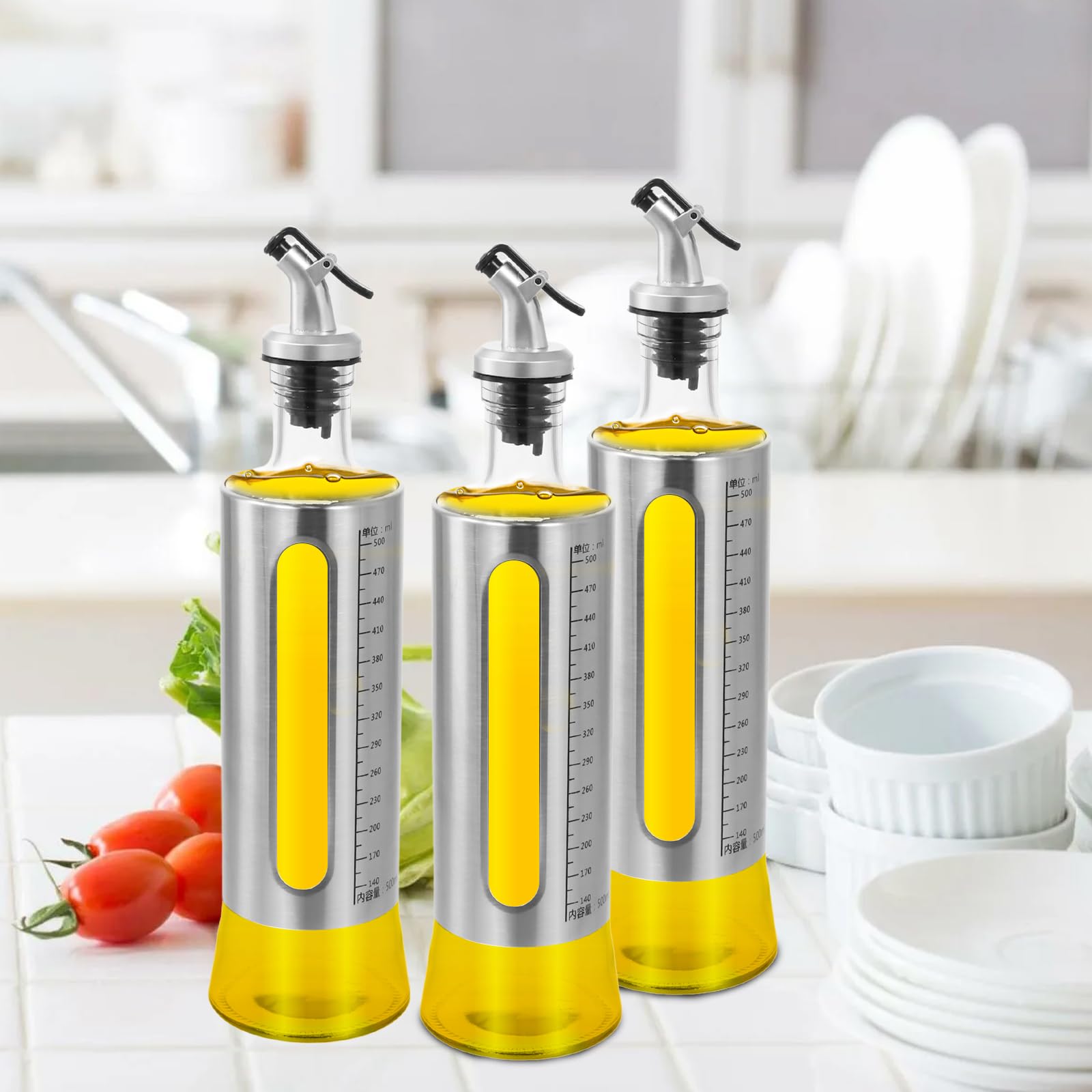 Bottiglia Olio E Aceto Nago In Vetro - 500ml Con Dosatore Salvagoccia - Foto 4