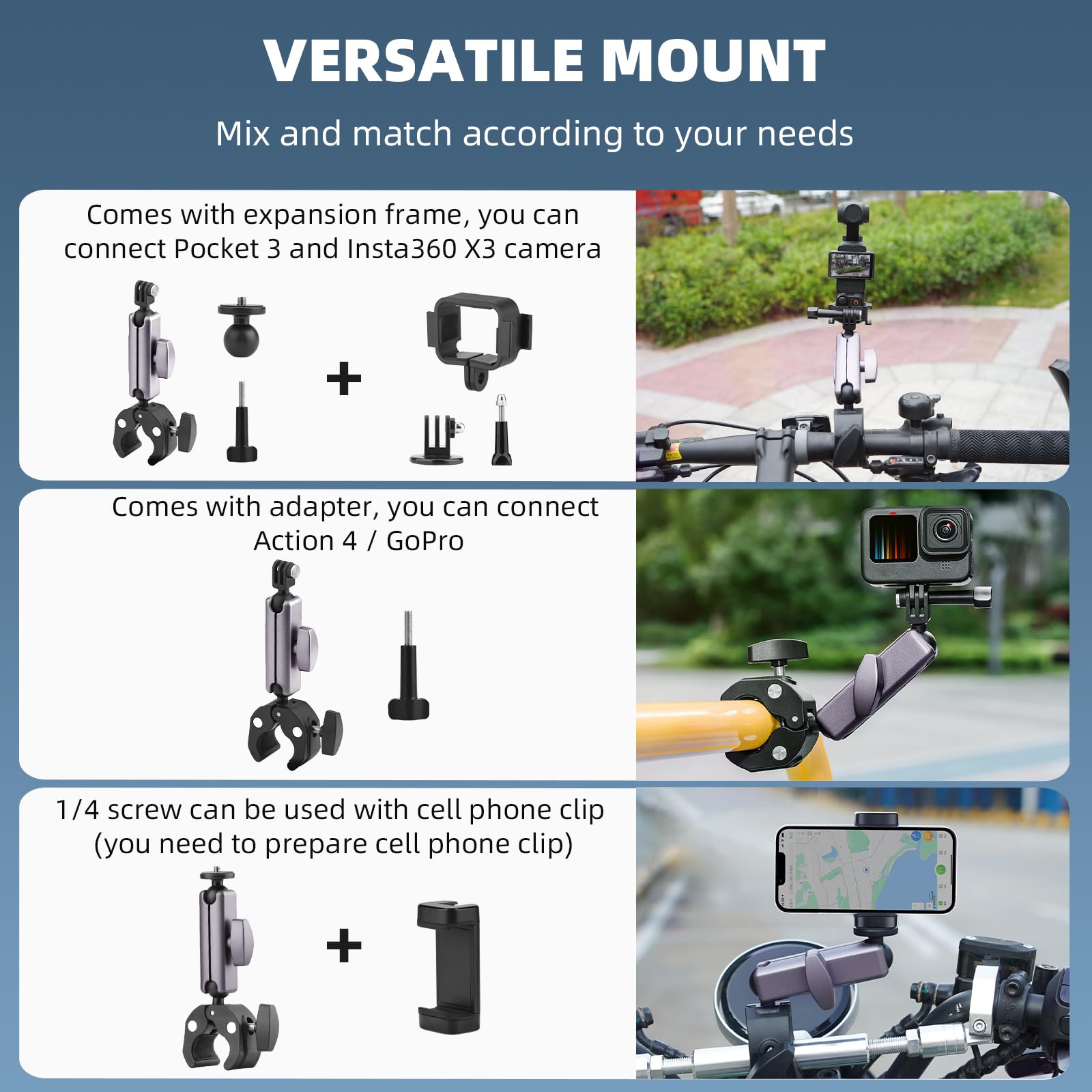 Amazon.com : BRDRC Pocket 3 Camera Bike Mount Clamp