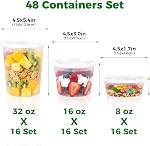Deli Conteneurs avec lids 48 Réglages [8,16, 32 oz 16 Chaque ] - Conteneurs de stockage de nourriture avec congélateur Lids, contenants de soupe pour le restaurant, BPA Contrôle de la partie libre