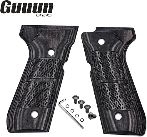 Miniatura 14 de Guuun Empuñadura de madera para Beretta 92/96 de tamaño completo 92FS Grips, panel de mango de pistola compuesto de madera de color A