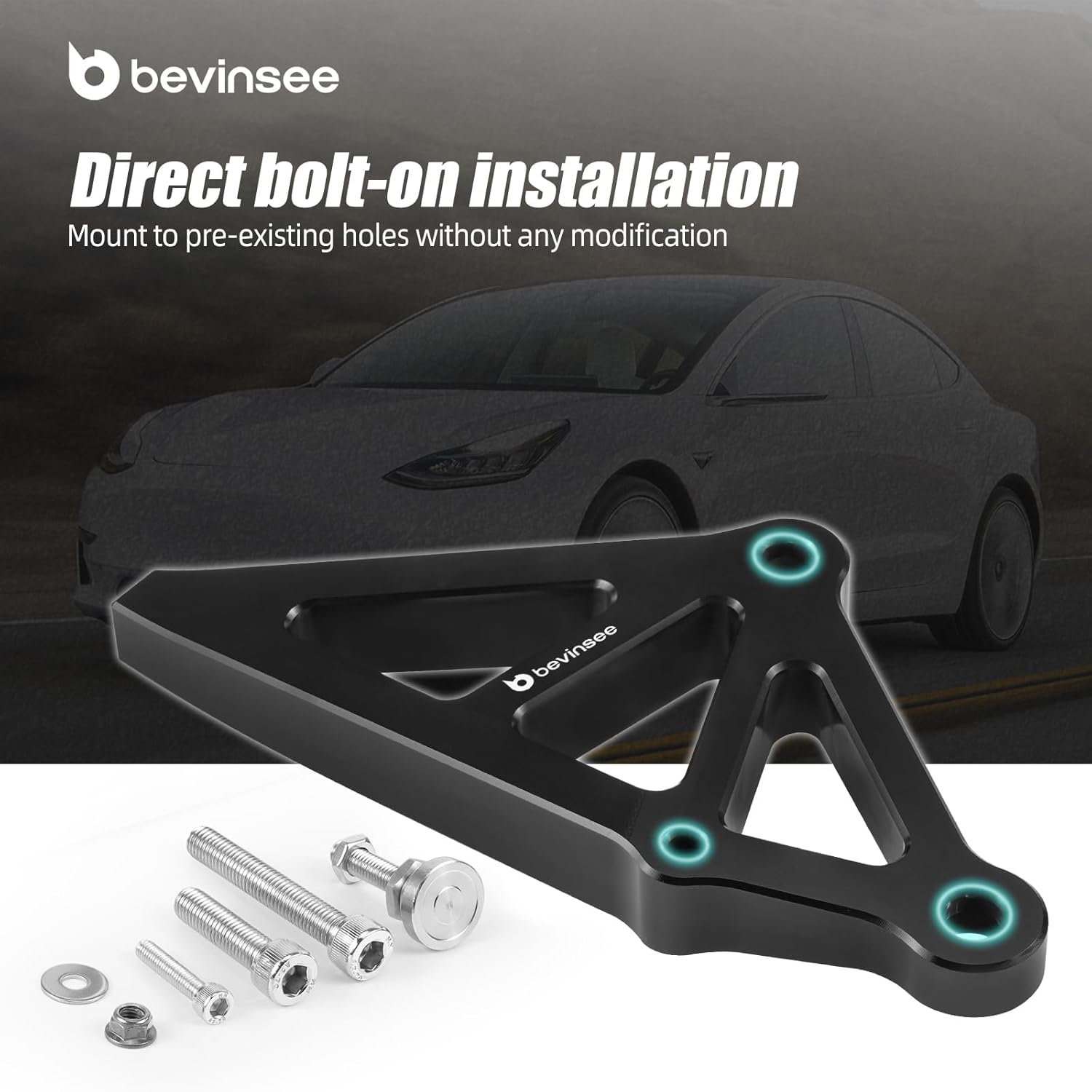 Bevinsee Brake Master Cylinder Brace Compatible with Tesla Model 3 LHD RWD AWD 2017-2023 Black