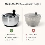 Nestware Kitchen Stainless Steel Salad Spinner, Lettuce, Vegetable & Fruit Dryer, 5L Capacity, Non-Slip Base (304 Stainless Steel - Black) - 5