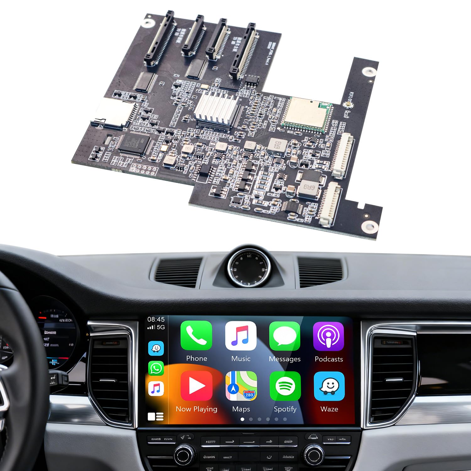 HMYC Module CarPlay sans Fil et Android Auto PCM 3.1 pour Porsche Panamera, Cayenne, Macan, Cayman, Boxster, 911, 718, Compatible avec caméra de recul, MirrorLink et Commandes d’Origine du véhicule