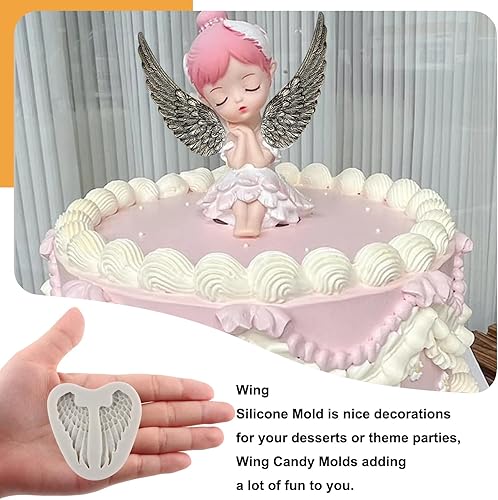 Miniatura 3 de Sijiangmold Moldes de silicona con alas de ángel para decoración de pasteles, decoración de cupcakes, pasta de goma de mascar de chocolate, juego de