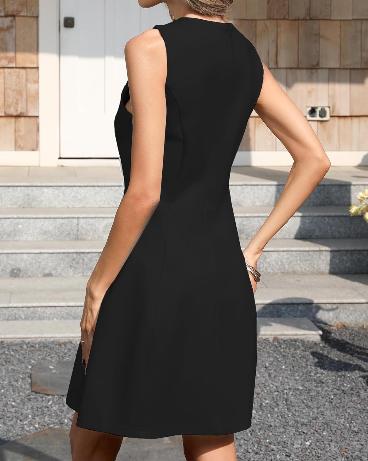 Women's Bow Front Mini Dress Sleeveless Crewneck Cute Cocktail Party Dress for Birthday Valentine's Day - Image 4