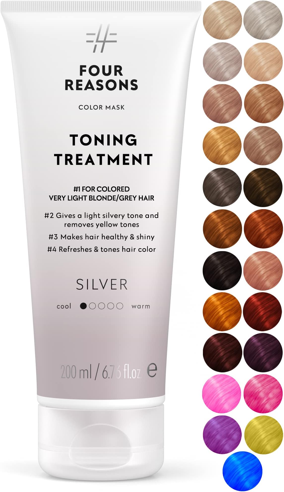 Color Mask Silver Hair Gloss & Color Depositing Conditioner | Semi permanent hair toner & hair gloss for color treated hair, vegan and cruelty-free, 27-shade range