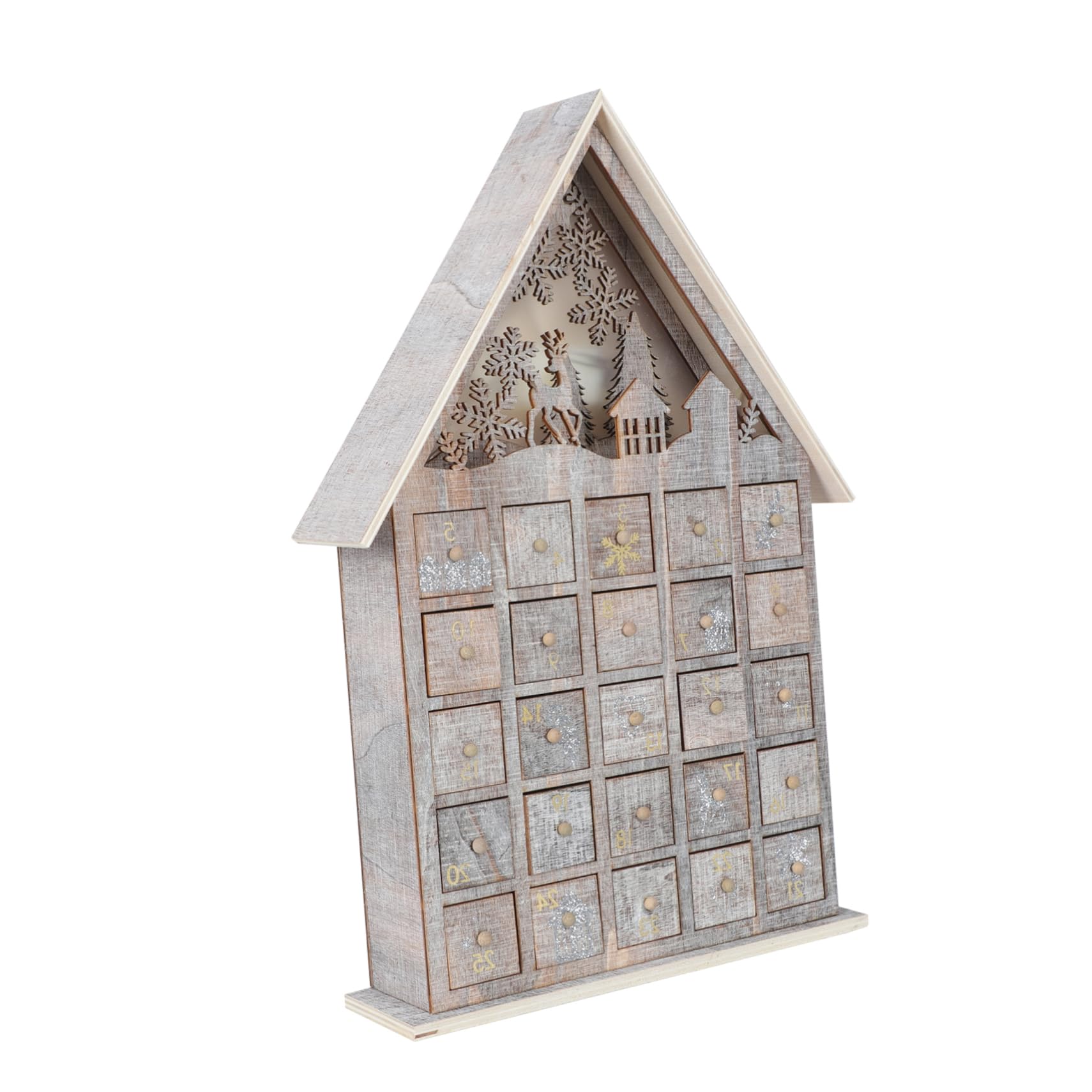 1pieza Calendario De Adviento De Madera Luminosos Para Decoración Navideña Para Niño Niña Sorpresas y Dulces Accesorio Encantador Para Fiestas De Navidad