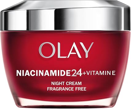 Olay Niacinamide 24 + Vitamin E Moisturiser, Night Cream With 99% Pure Niacinamide Vitamin E & Shea Butter' Fragrance Free, 50ml