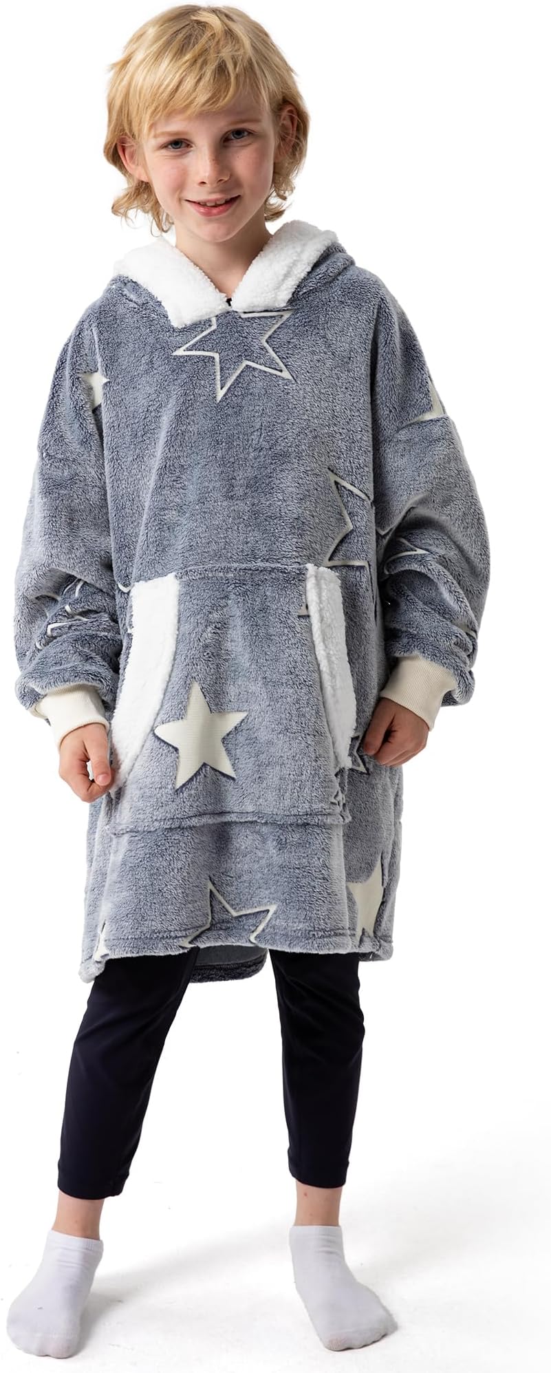 Winthome Oversized Blanket Hoodie for Kids Boys Girls, Super Soft Warm Fleece Sweatshirt Blanket Hoody