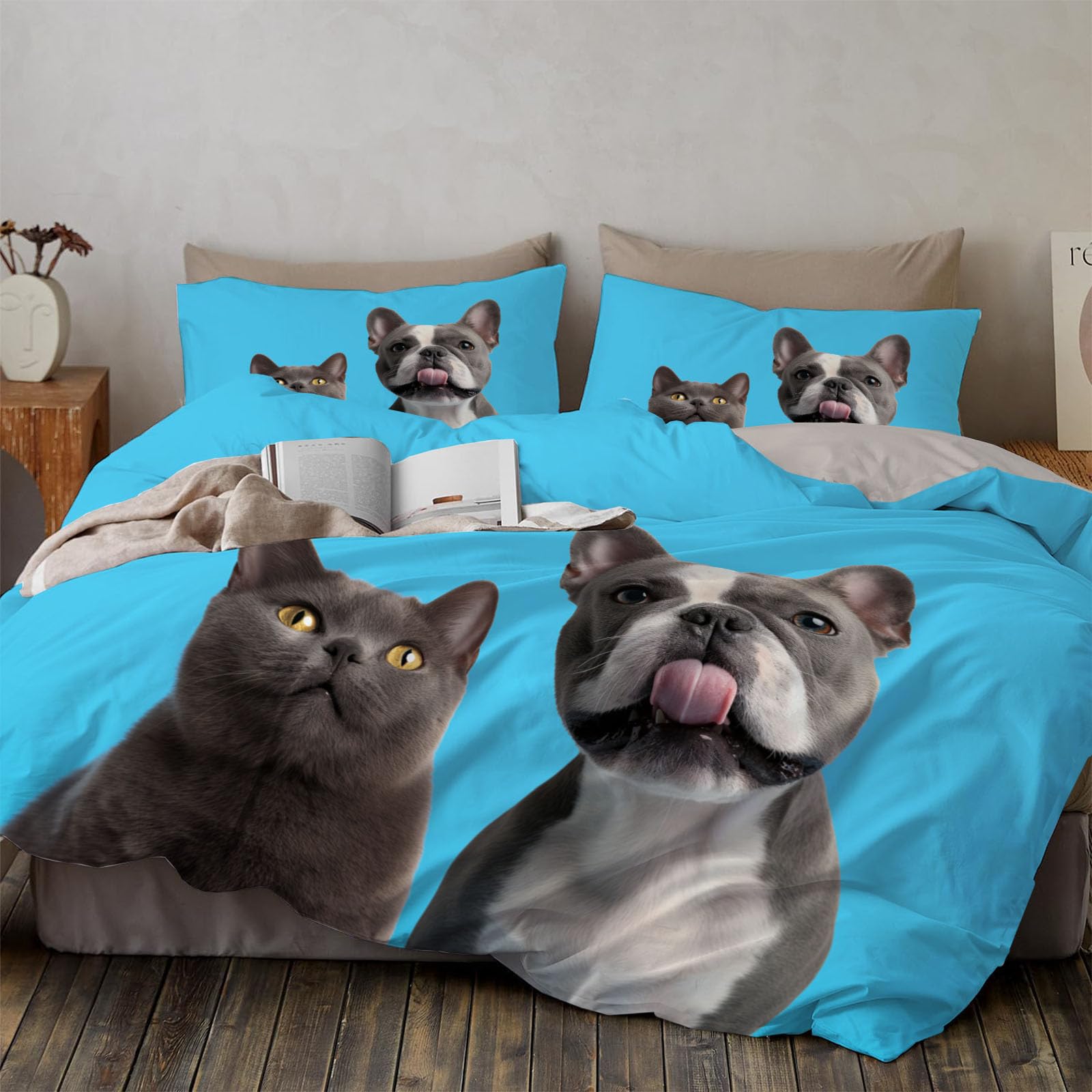 Housse de couette 140x200cm imprimé 3D chien pour en finir avec les parures de lit ternes