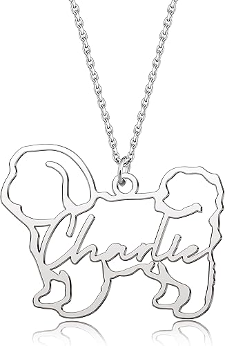 Miniatura 1 de Collar conmemorativo personalizado para perro, collar con nombre de perro, collar personalizado de silueta de raza de perro, colgante de mascota